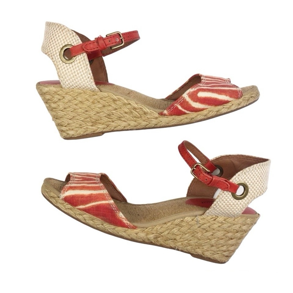 Lucky Brand Kyndra Espadrille Wedge Sandals Orange Tan Size 8.5